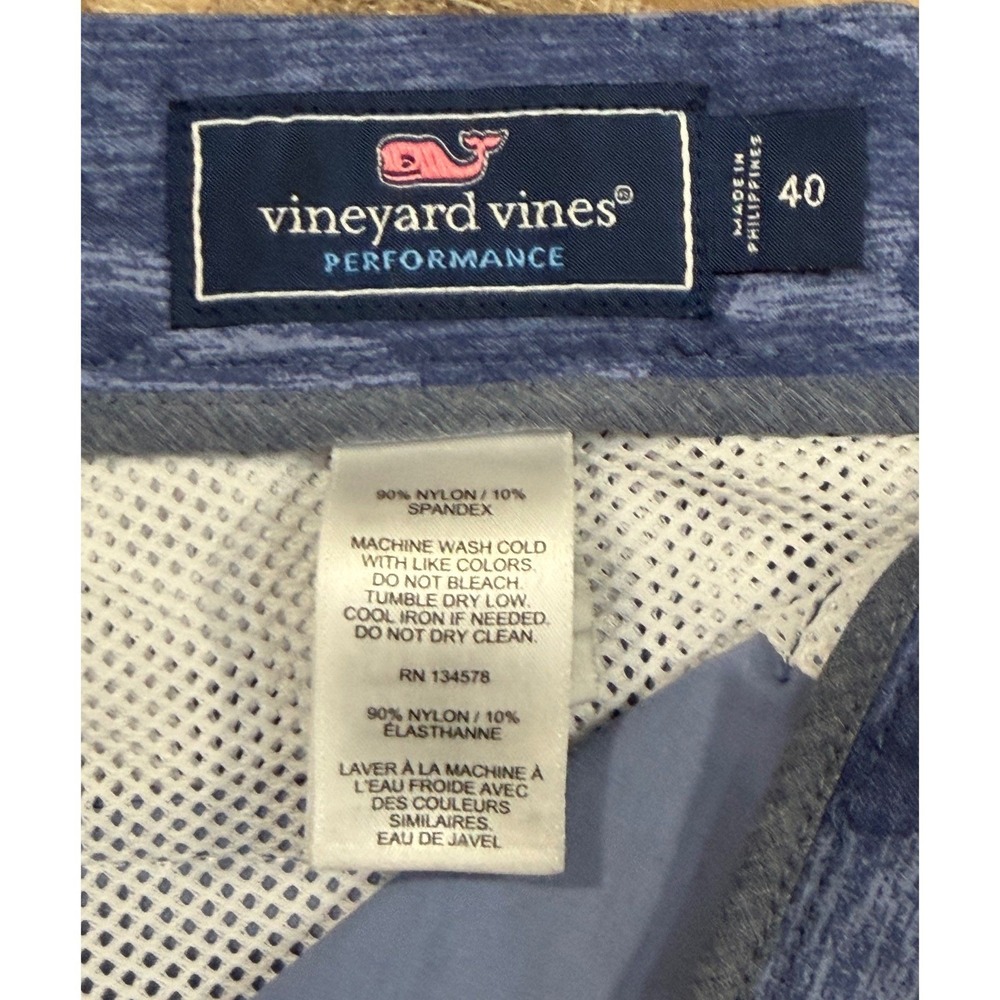 Vineyard Vines Performance Golf Shorts Mens 40 Blue Camo Stretch Nylon Spandex - Picture 4 of 6